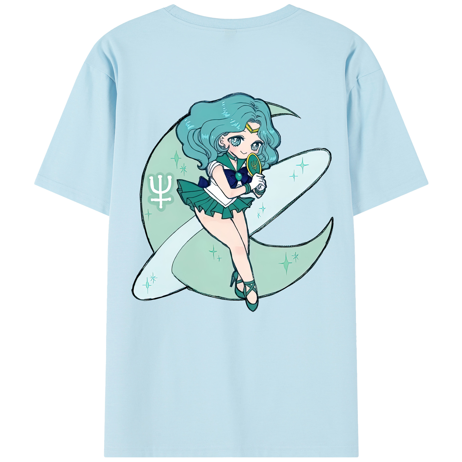 （画像用） 美少女戦士セーラームーン 海王 みちる（かいおう みちる） Sailor Moon Kaiou Michiru 綿100％半袖Tシャツ（背面プリント）